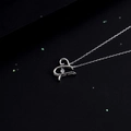 Elegant 925 silver necklace with sparkling zircon heart-shaped pendant in silver finish - Style U Alphabet (NS869)