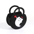 Halloween black felt tote bag with cute ghost wizard design for kids gift candies - Ghost / Black