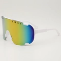White sports cycling sunglasses with rainbow gradient lens and ventilated frame - White Frame Red Mirrored Lens