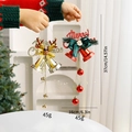 Red Christmas bell hanging decoration with Merry Christmas sign and bow for tree ornament - Red Santa + Gold Reindeer Set