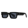 Classic black square sunglasses featuring metallic rivet studs and dark gray lenses - Classic Black Frame Grey Lens (C1)
