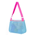 Blue mesh shell bag for kids with pink adjustable strap and secure zipper closure - Blue with Rose Red Strap / 21*25*8cm