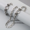 Silver stainless steel box chain bracelet featuring a gothic double skull clasp design - Skull Head Clasp (9mm)
