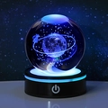 3D laser crystal ball night light featuring galaxy and little prince with blue LED base - Starry Sky Walk