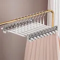 White stainless steel pants hanger with strong non-slip clips and rubberized tips - 5 Pieces / Brilliant White