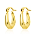 Close-up of chunky U-shaped gold hoop earrings with mirror polished finish and latch back - Chunky U-Shape Style (E911-GO) / Gold