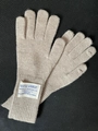 Guantes de lana de punto beige para hombre y mujer con etiqueta tejida blanca - 26x10cm / Caqui