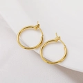 French vintage 925 silver needle geometric golden hoop earrings for women - Gold Minimalist Thin Hoop (E068)