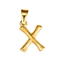 Bamboo style 18K gold-plated initial X pendant made of high-quality stainless steel - Letter X