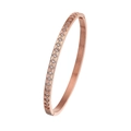 Rose gold diamond-set titanium steel bangle featuring a geometric rhombus pattern design - B091 Rose Gold