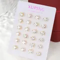 Lot de 10 paires de boucles d'oreilles dorées avec pierres de zircone cubique rondes - 6mm / Rond à Six Griffes