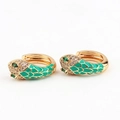 Snake-shaped earrings with green enamel and micro-set zircons in a gold-plated finish - Lake Blue
