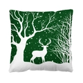 Christmas pillowcase featuring a white reindeer and snowflake scene on dark green fabric - Style 20-Deep Green Snow Elk Scene