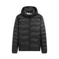 Schwarze Steppjacke für Herren mit Blitzmuster, Thermofutter und fester Kapuze - L / Schwarz