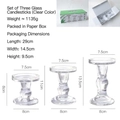 Set of three vintage Roman column glass candle holders in various sizes with packaging - Set of 3 / Transparent Color Box Set
