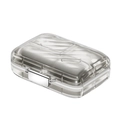 Portable transparent pill box with grey compartments and a silver metal buckle - Translucent Grey