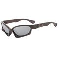 Lunettes de soleil Y2K futuristes avec monture marron et verres miroir argentés - Monture Kaki Miroir Argenté