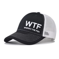 Cappellino trucker mesh bianco e nero WTF Where's The Fish con cuciture - Regolabile / WTF Nero Maglia Bianca