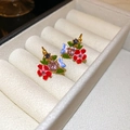 31# Boucle d'Oreille-Or-Rouge (Plaqué Or Véritable)