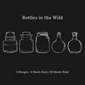 Pack de 20 pegatinas transparentes PET con 5 diseños de tarros de cristal a mano - Huellas de botellas / Paquete de 20