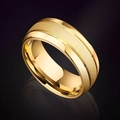 Men's 18K gold titanium ring featuring a frosted matte center and polished edges - US 6 / Gold