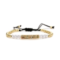 Pulsera trenzada ajustable con cuentas doradas y circonitas de colores vivos - Estilo Tubo de Color Dorado