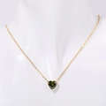 Golden stainless steel chain necklace with a green heart-shaped birthstone pendant - August