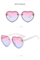 White heart-shaped kids sunglasses with pink-blue gradient lenses and bee accent - White Frame Pink Blue Gradient