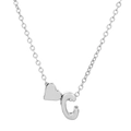 Silver heart pendant necklace with crystal letter C on a white background - Letter C (10045)