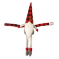 Kerstkabouter knuffelpop met rood geruite muts en feestelijke hulstversiering - Rood Zwart Ruitjes Stijl (J-JY21)