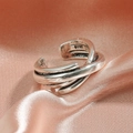 Minimalist multi-layer spring ring in vintage S925 silver with adjustable design - JZ653 Retro Knot (925 Sterling Silver) / Silver