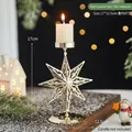 Golden octagonal star cutout metal candle holder with 17cm height for festive decor - Eight-pointed Star