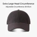 Adjustable dark charcoal cotton baseball cap for large heads 60-65cm sizing - Solid Color Large Circumference-Grey