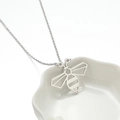 Collana con ciondolo ape in acciaio inossidabile argento su piatto di ceramica - Color Acciaio