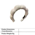 Padded white polka dot sponge headband with twist design for women's face washing - 1- Striped Rhinestone-studded Pure White Headband