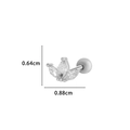 Silver flower crown cartilage stud earring with clear zircon and screw back detailing - 8# Silver (Three-petal Leaf)