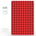 Detailed view of 150-cavity red silicone heart mold for chocolate and pet treats - Red Heart