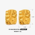 Golden 18K plated stainless steel earrings with textured geometric rectangular design - Rectangular (ZN1631G) / Gold