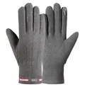 Gants thermiques en laine de lapin gris foncé avec fonction tactile et poignet rayé - Étiquette Rayée Étoile Homme - Poil de Lapin Gris
