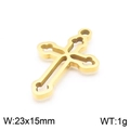 Pendentif croix ajouré doré en acier inoxydable avec dimensions 23x15mm et poids 1g - Style Évidé Aérodynamique (KLJ7096-Z)