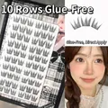Self-adhesive cluster eyelashes set with 10 rows of natural mixed lengths for eyes - 10 Rows Socialite Style ST3