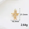 Detailed view of 14K gold plated Cupid angel pendant with dimensions 21.5mm by 16.3mm - Cupid Archer Pendant-CBK701