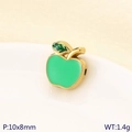 Grüner Emaille-Apfelanhänger in Goldoptik für DIY-Schmuck, Größe 10x8mm - Grüner Apfel Stil (KLJ10189-ZLA)