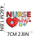 Detailed close-up of Nurse embroidery patch with stethoscope, heart, and size dimensions - No.38 (Medical Collection)
