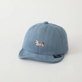 Close-up of cute puppy embroidery and soft brim detail on blue cotton baby baseball cap - 50cm (1-3 Years) / Blue