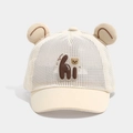 Cappellino da sole traspirante per neonati con orecchie da orso e rete beige - 48cm (6-20 Mesi) / Beige