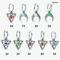 Orecchini a cerchio in acciaio 316L con ciondoli a luna, malocchio e nodo celtico - Stile Triangolo Occhio Blu (2#) / Argento