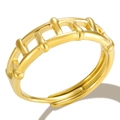 Elegant gold-plated V-shaped ring featuring a unique hollow mesh pattern in a golden finish - Style P Gold