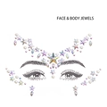Detailed facial jewel set with iridescent stars, teardrop rhinestones and white pearls - Iridescent Holographic Star (DA-22-1)