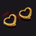 Polished golden stainless steel 3D heart charms for jewelry making, size 1.65cm and 1.5cm - C-Heart Pendant / 5 Pieces / Gold